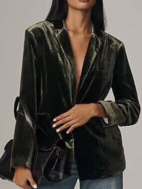 Anthropologie Maeve Tessie Velvet Blazer XS